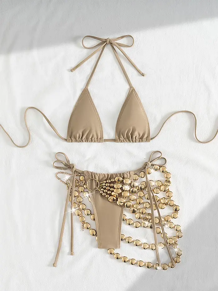 Bikini Kaki Daxiyee Femme 2025 Ensemble de 3 Pièces Mode Élégante Plage Mariage Vacances Piscine Spas Sources Chaudes Sports Nautiques Jour à Jour