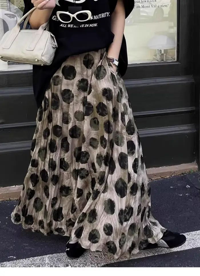 Jupe élégante à pois verts pour femmes