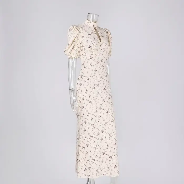 Robe longue élégante imprimée, respirante et fluide, taille haute, pour femme