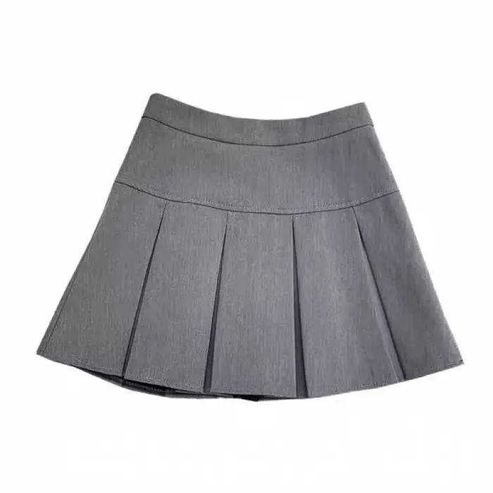 Jupe plissée grise Vintage pour femmes, Mini jupes taille haute Kawaii, mode coréenne, uniforme scol