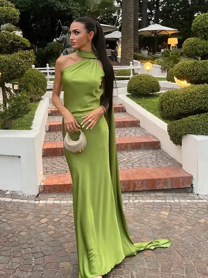 Robe longue dos nu à lacets pour femmes