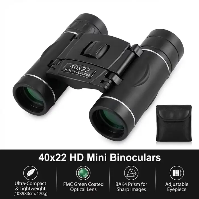 Jumelles HD 40x22, jumelles pliantes mini télescopiques