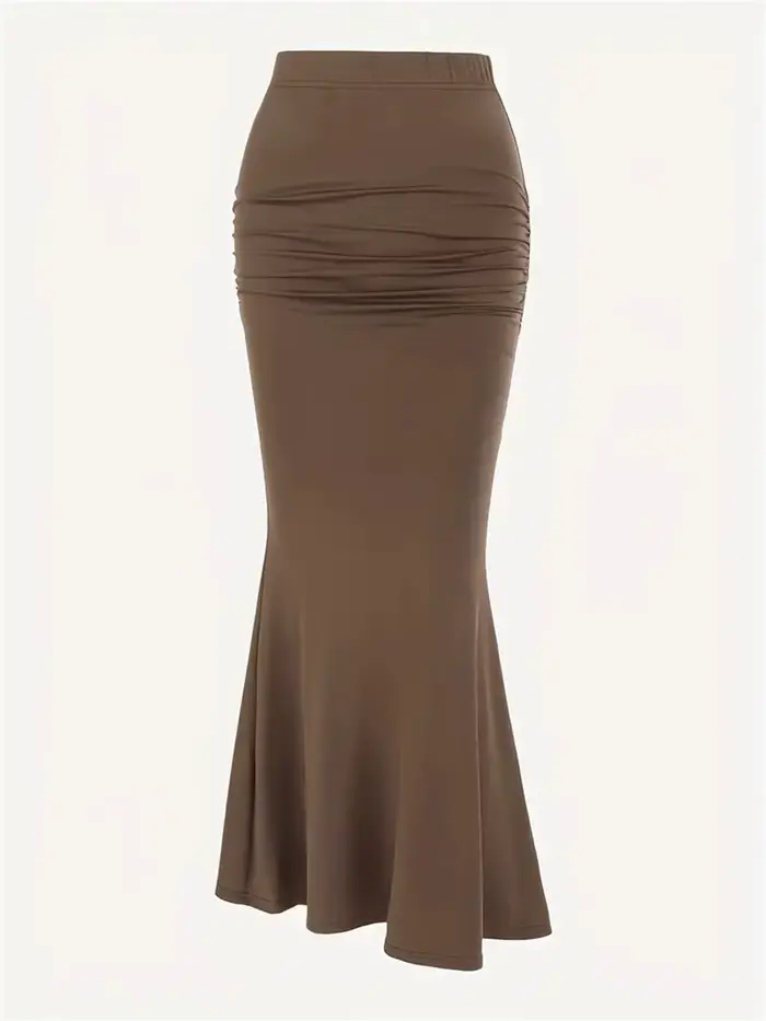 Jupe longue moulante froncée noire sexy pour femme