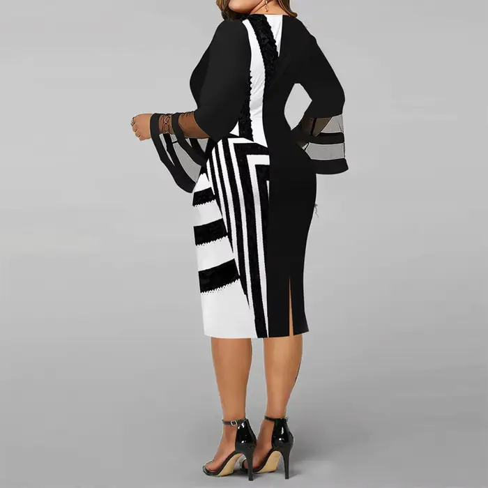 Robe mi-longue grande taille pour femmes élégante imprimée pour soirée occasions spéciales 2025