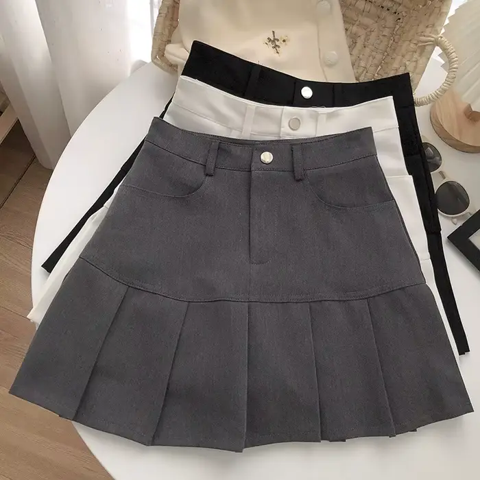 Jupe plissée vintage taille haute pour femmes, style collégial, mini jupe korean street, décontractée et polyvalente pour toutes les occasions