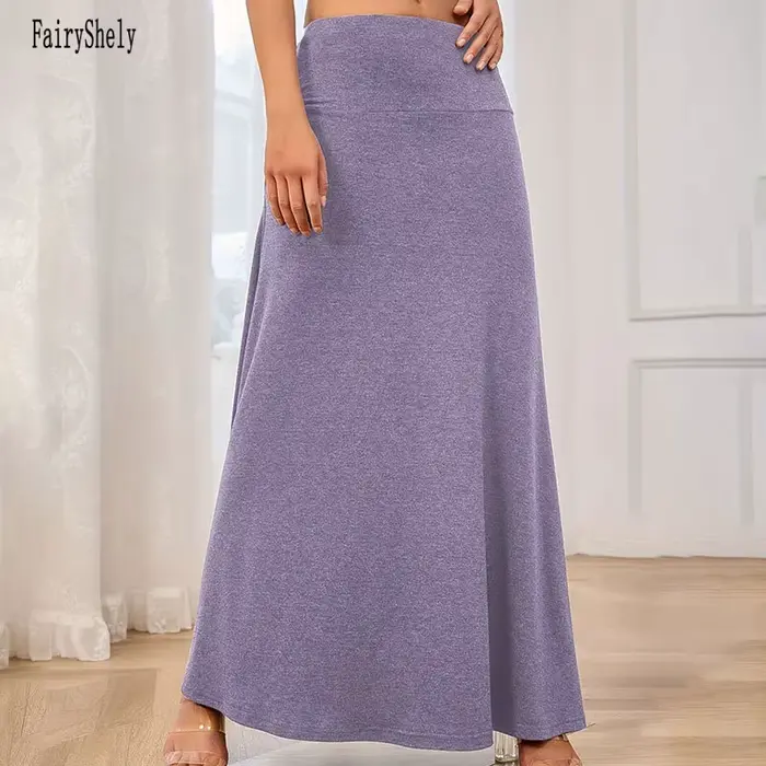 Jupe longue décontractée en tricot Fairyshely pour femme
