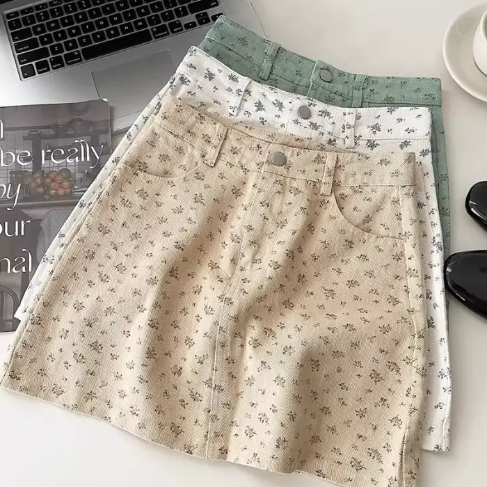 Jupe en jean florale d'été pour femmes Y2k