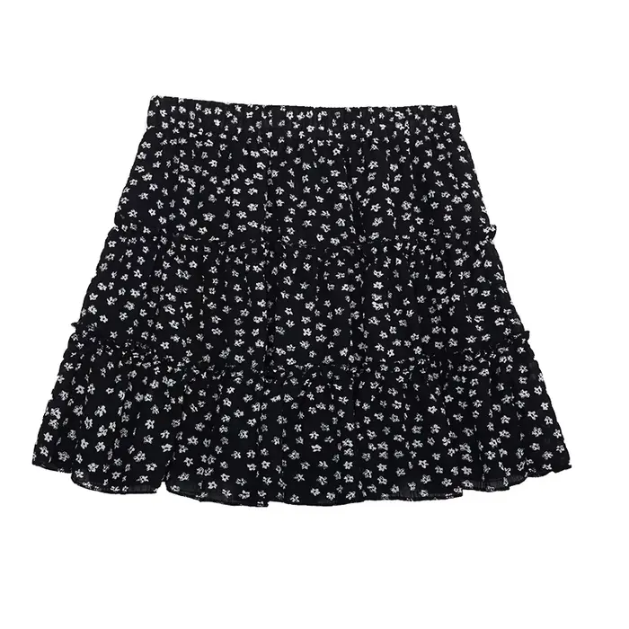 Jupe florale noire pour femme