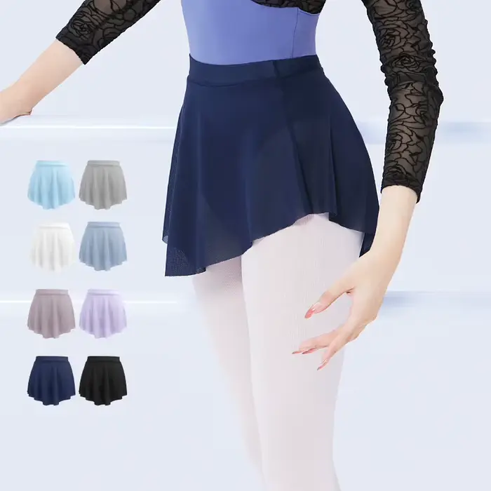 Jupe de ballet en nylon et élasthanne avec fente latérale pour danseuses de ballet, yoga, gymnastique et entraînement sportif occasions spéciales