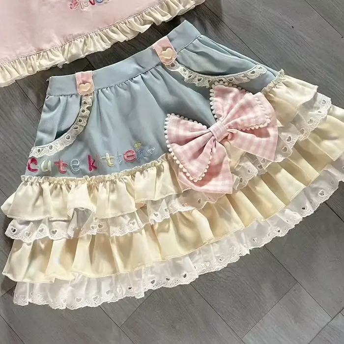Юбка Faldas Mujer 2026 Ropa printemps haut mince Y2k doux décontracté japonais Kawaii Jupe gâteau Mi