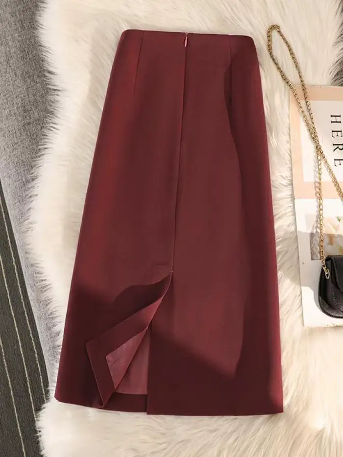 Jupe crayon taille haute zippée au dos pour femme