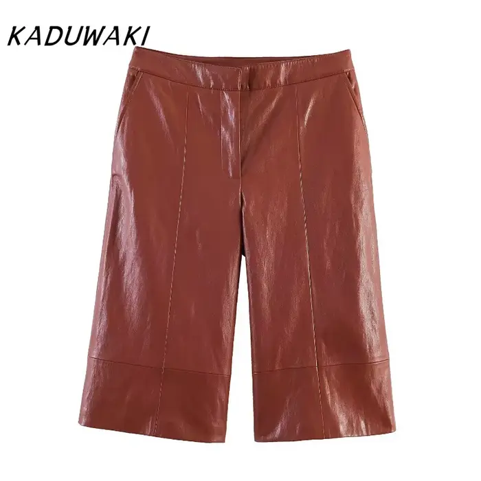 Ensemble jupe et veste bomber chic en similicuir pour femme KADUWAKI
