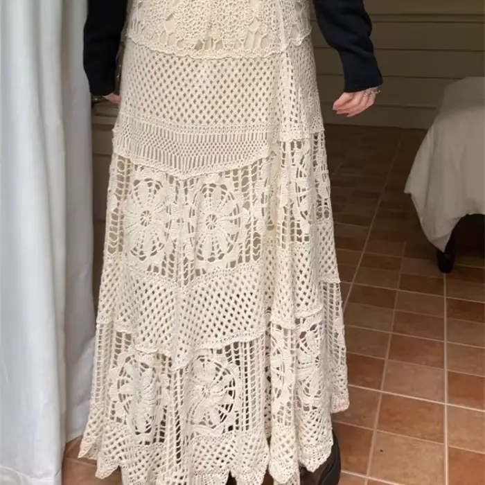 Jupe rétro creuse en Crochet