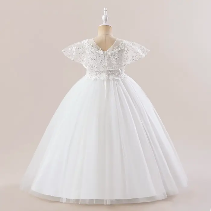 Robes longues de demoiselle d'honneur blanches élégantes pour filles