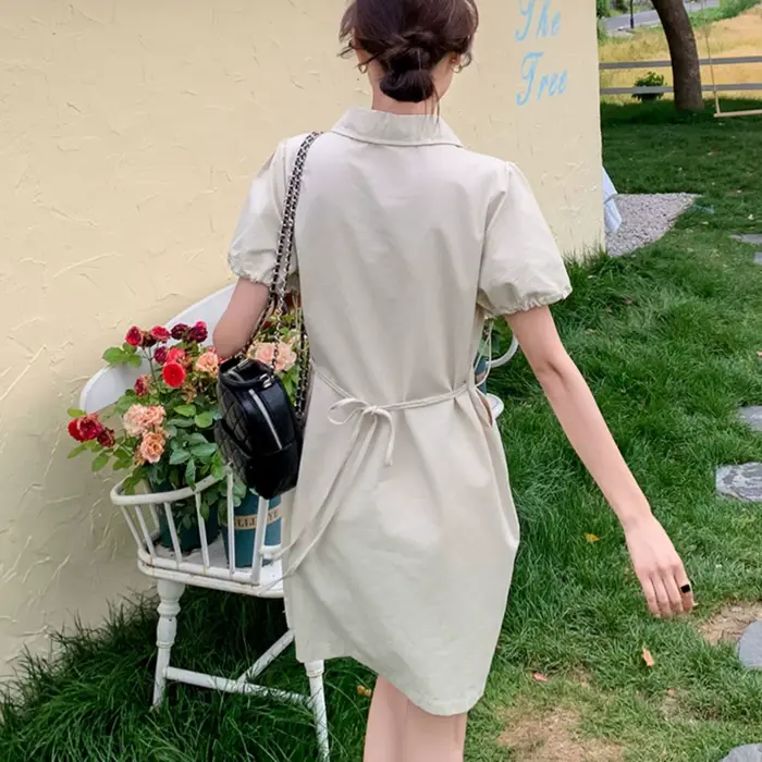 Jupe Polo pour Femme Été 2026 Nouveau Style Simple avec Cordon de Serrage à la Taille Robe Courte Ample