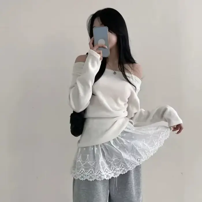 Sous-jupe en dentelle brodée à fleurs