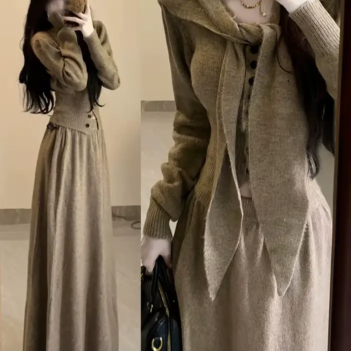 Ensemble pull tricoté pour femmes
