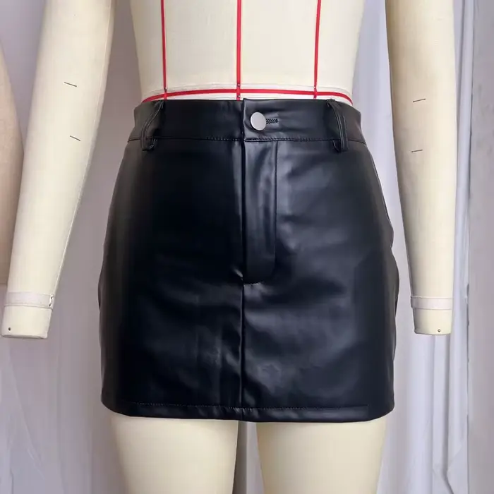 Jupe courte en cuir PU noir pour femme, nouvelle collection Spice Girl, sexy, style short en cuir