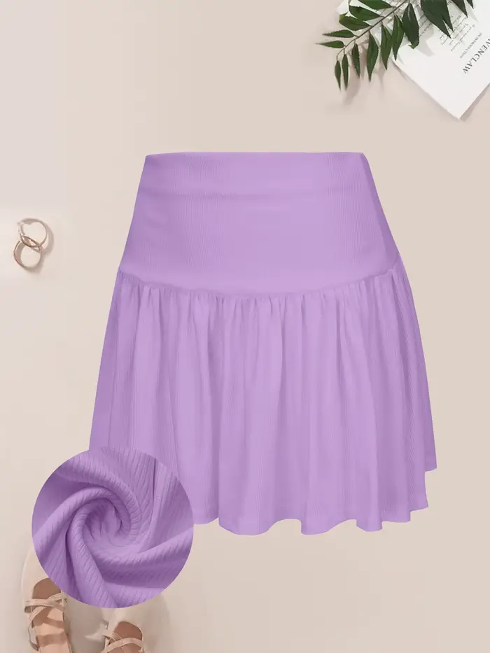 Jupe courte élégante en tricot uni, taille haute, tissu extensible, mini-jupe décontractée et polyva