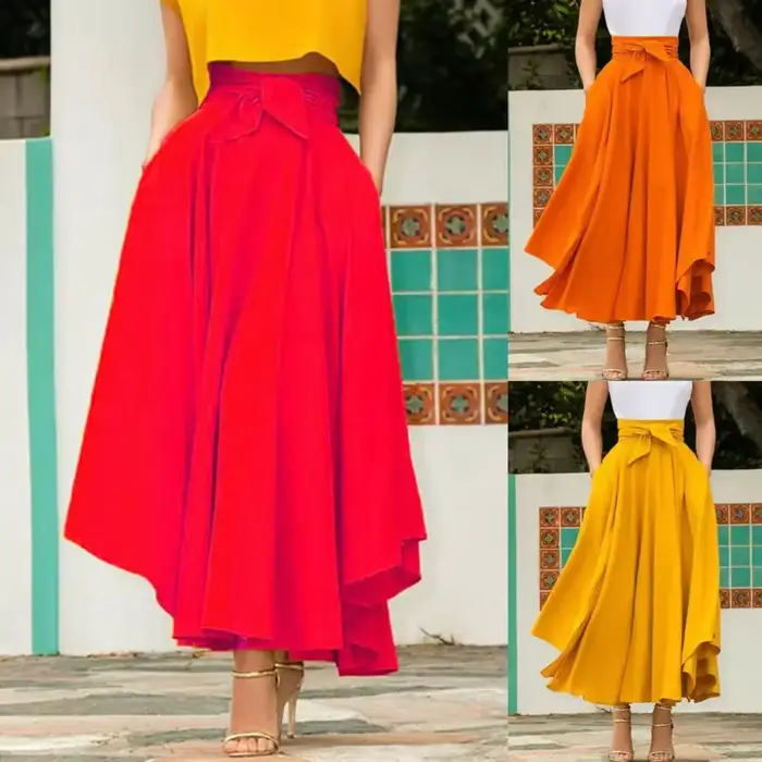 Jupe maxi plissée vintage pour femme style boho chic haute taille confortable pour femmes longueur cheville polyester nouveau modèle occassions variées