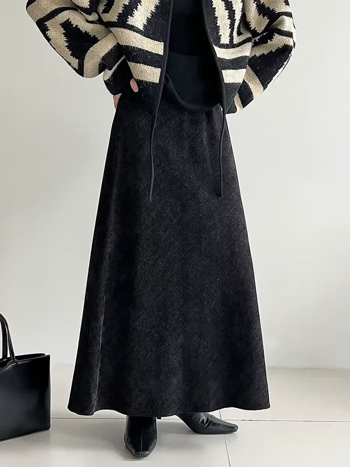Jupe Vintage en sergé de flanelle poli, jupe queue de poisson, haut de gamme pour femmes, automne et