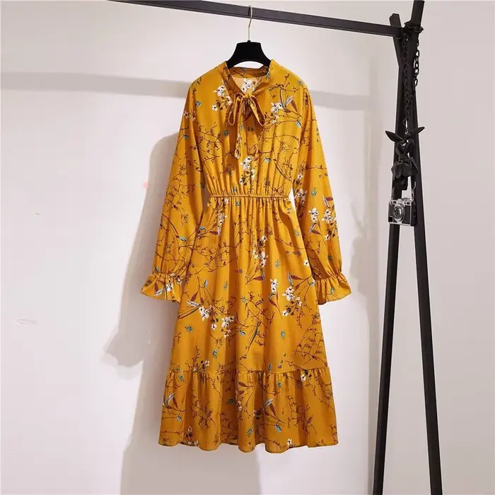 Robes mi-longues à manches longues pour femmes, Robes de style coréen, Vente en liquimanquer, A Line