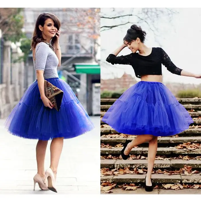 BABYONLINE jupe en Tulle moelleuse jupon adulte taille élastique sous-jupe couches mariée Midi Tutu jupes femmes soirée de bal