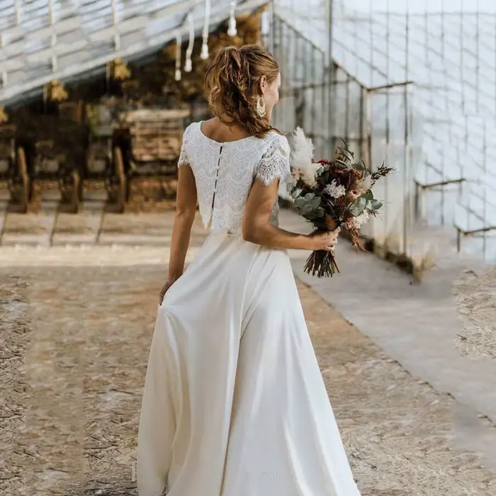 Magnifique robe de mariée deux pièces bohème