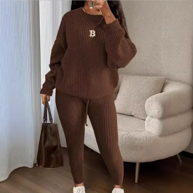 Ensemble deux pièces pull tricoté pour femmes