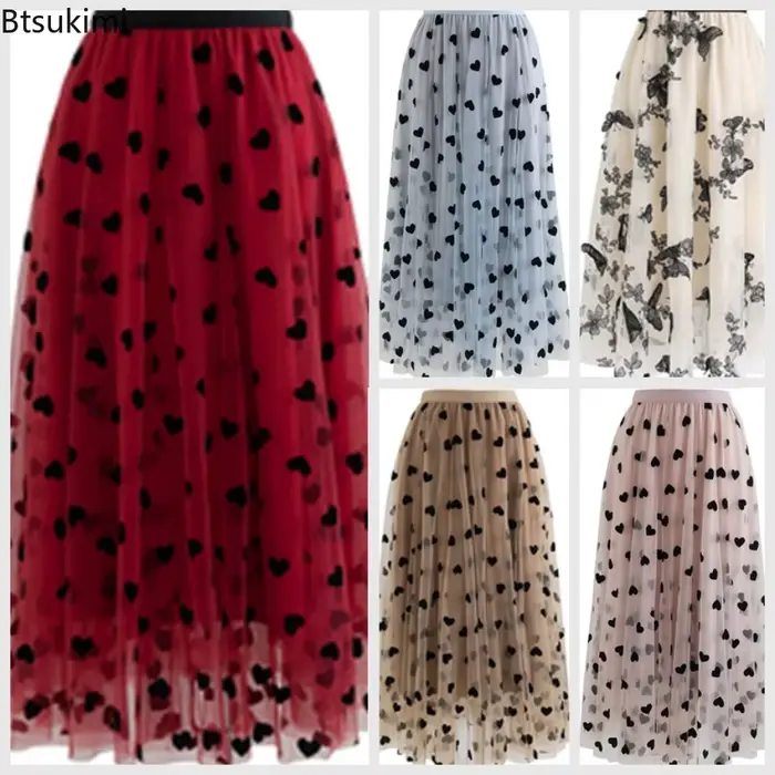Jupes femmes français rétro maille 2026 taille haute Midi a-ligne jupe en peluche en forme de coeur moelleux