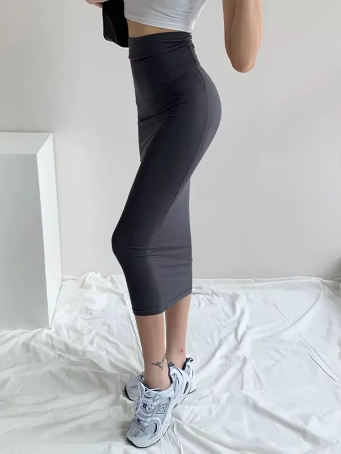 QOERLIN – jupe en cuir PU pour femme