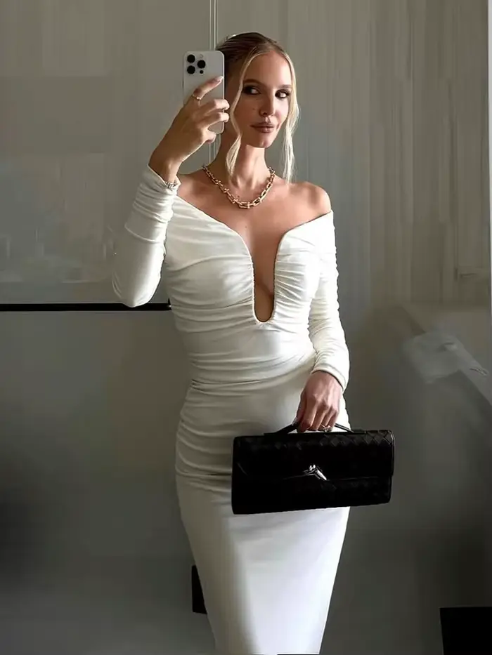 Robe mi-longue blanche Chic
