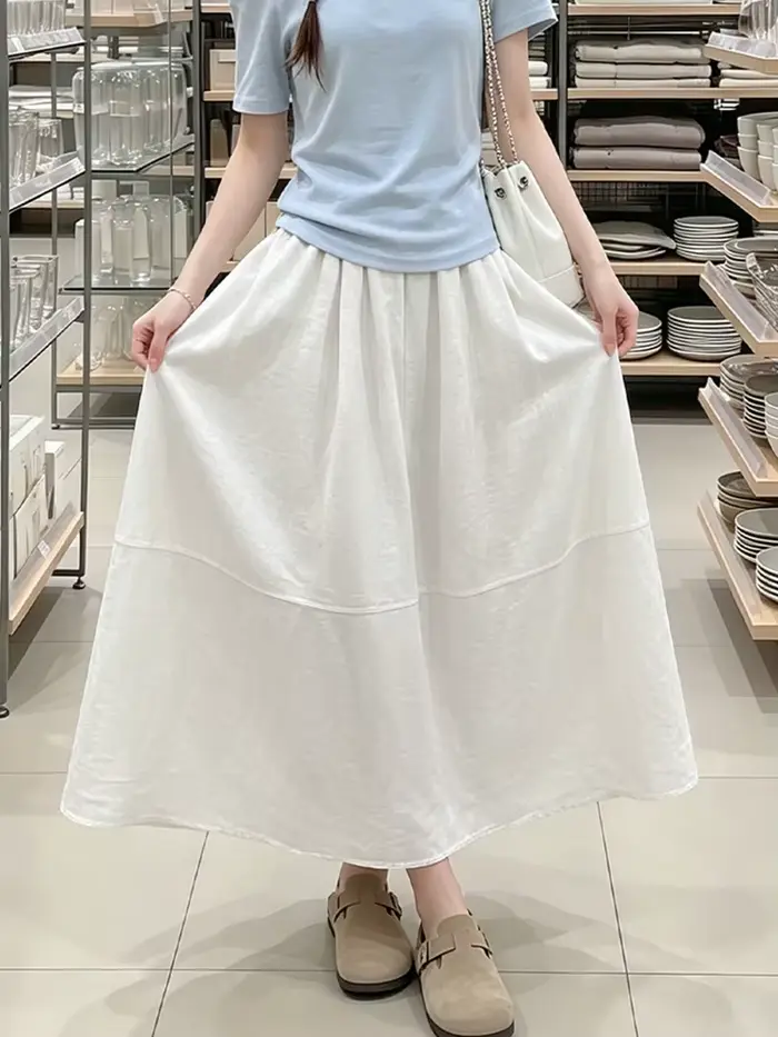 Jupes longues en coton et lin de style japonais pour femmes