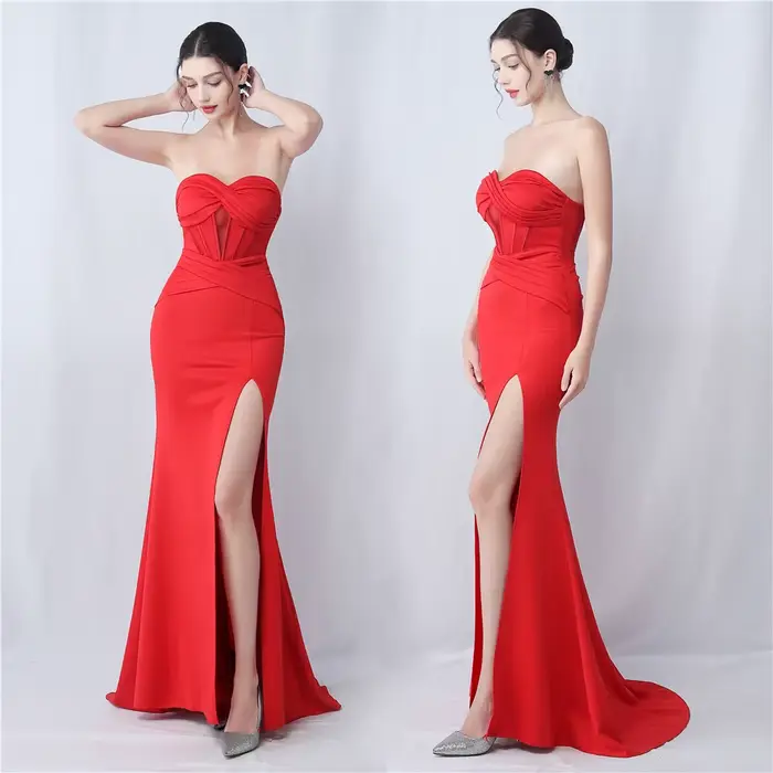 Robe de Soirée de Forme Sirène en Satin pour Femme
