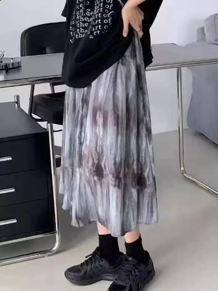 Tie Dye jupes femmes Design S-4XL personnalité ample populaire été Midi Faldas loisirs quotidien Style coréen plissé Hipster rétro