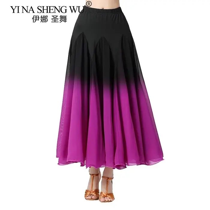 Jupe de danse moderne pour femmes en acétate et polyester, couleurs dégradées, pour danse latine, valse flamenco et salsa, occasion spéciale de danse