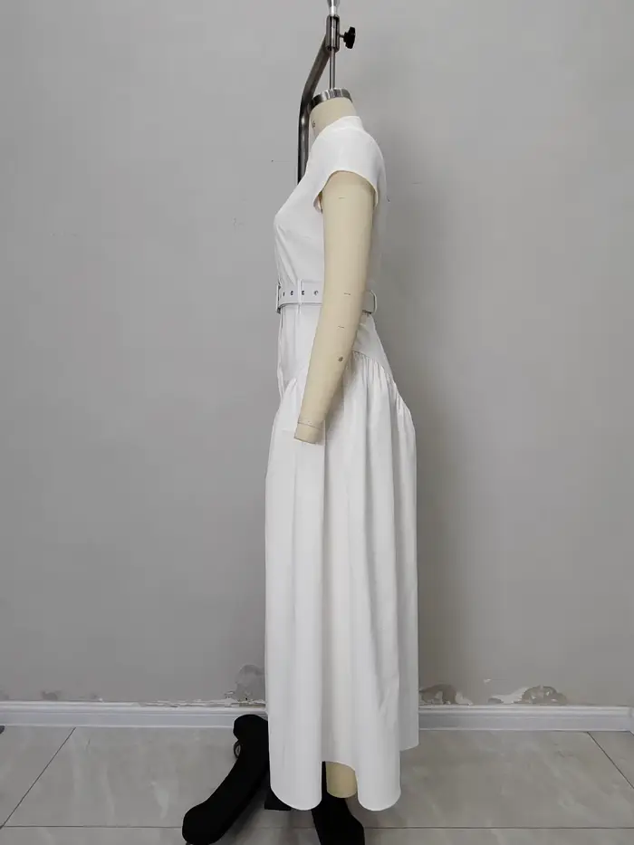 Robe longue à col français pour femme