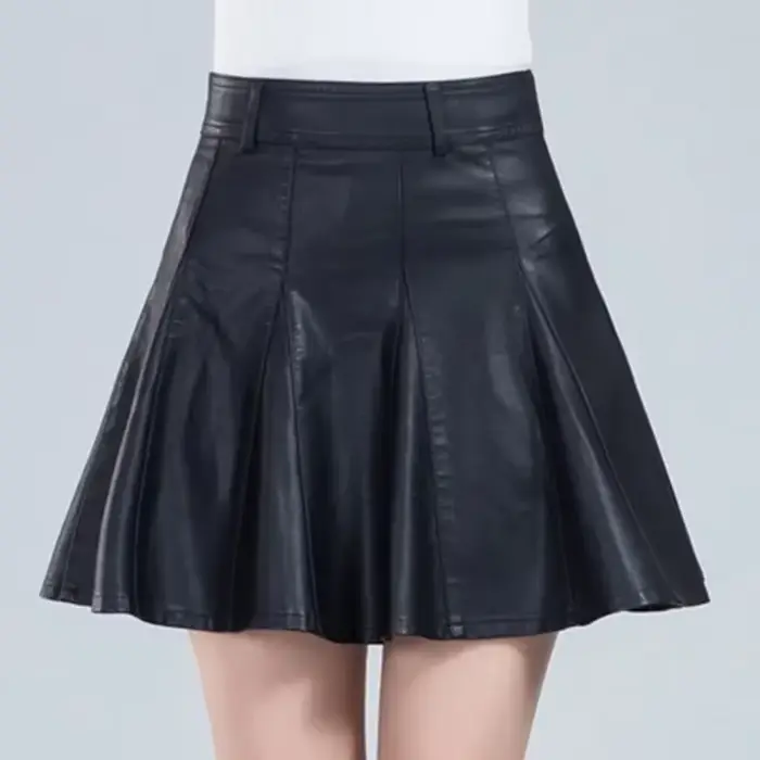 Jupe Mini en cuir véritable pour femme