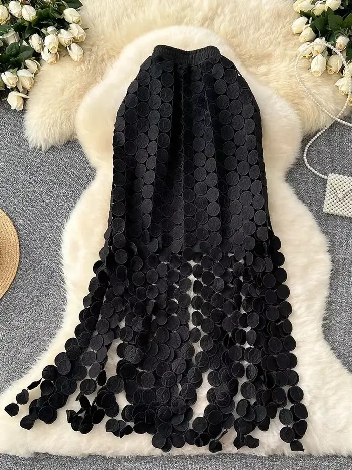 Jupe Tube femme évider à pois gland automne nouvelle taille haute minceur mi-longue droite fête Sexy