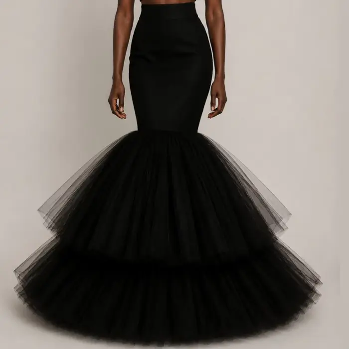 Jupes longues sirène pour femmes, attrayantes, avec bas en tulle bouffant, jupes de soirée formelles
