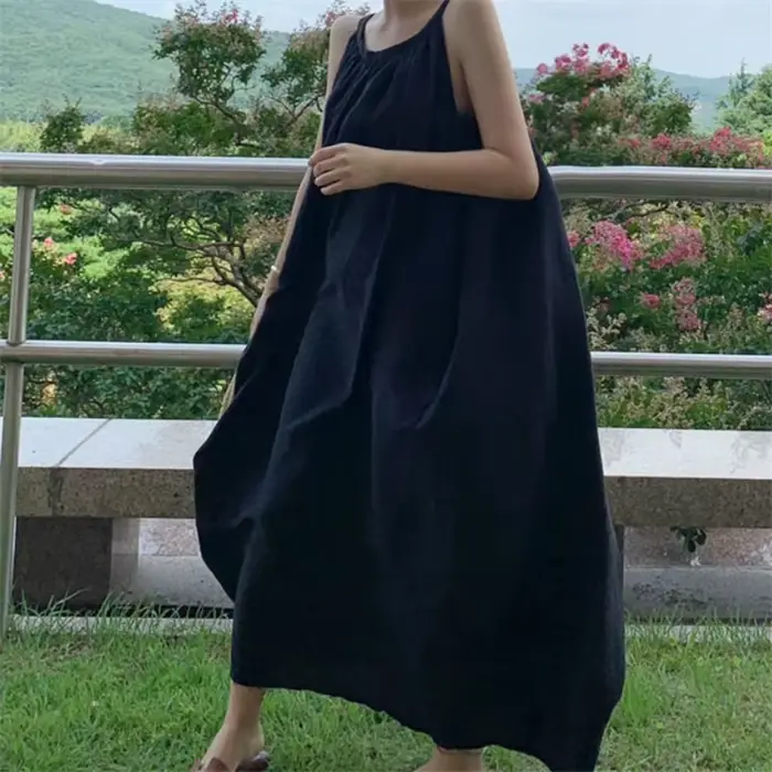 Robe Longue en Coton et Lin Précieux pour Femme