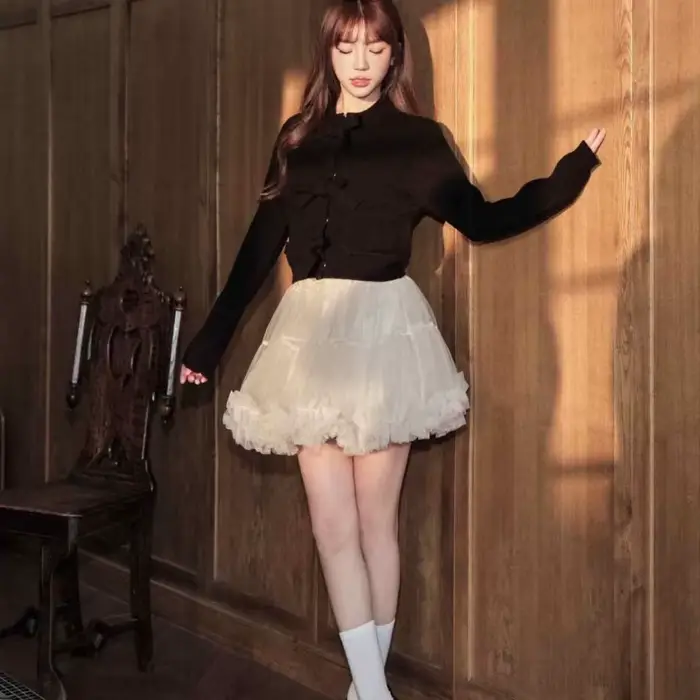 Mesh Skirt Female 2025 Spring and Summer Sweet A-shaped Cake Fluffy Skirt