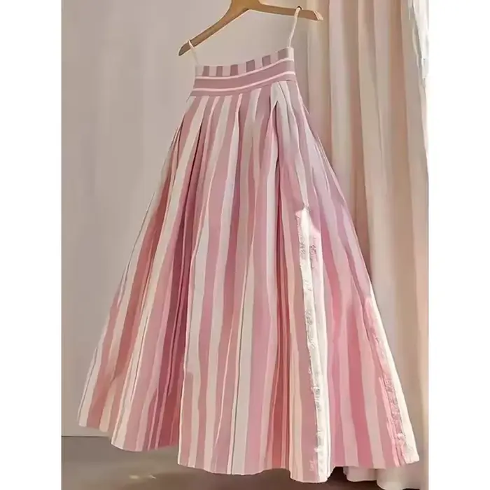 Jupe midi évasée rétro taille haute pour femme