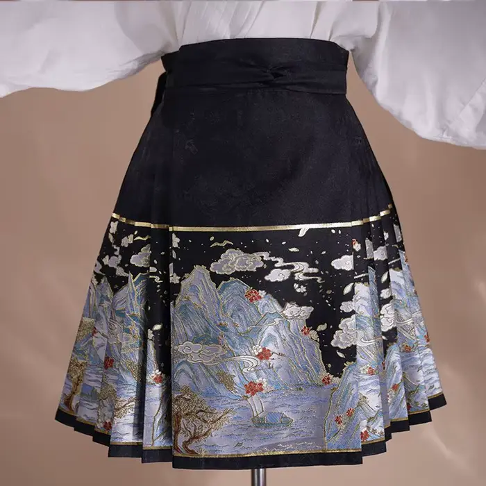 2025 Faldas Mujer De Moda Vintage jupes femmes Style chinois taille haute tunique Jupe broderie été 