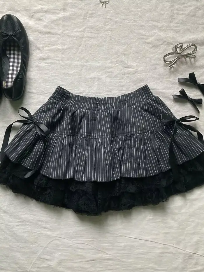 Y2k Jupes D'été Sexy Doux Fille Vêtements Arc Punk 2000s Kawaii Décontracté Mignon Jupe Bas Corée Gothique Taille Haute