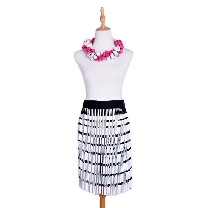 Jupe Vintage Maori AREX Piupiu pour Femme, Simulée en Fil Noir et Tube Blanc ou Naturel, Costumes de