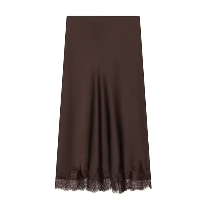 Jupes pour femmes mode dentelle décoration Satin jupe Midi Vintage