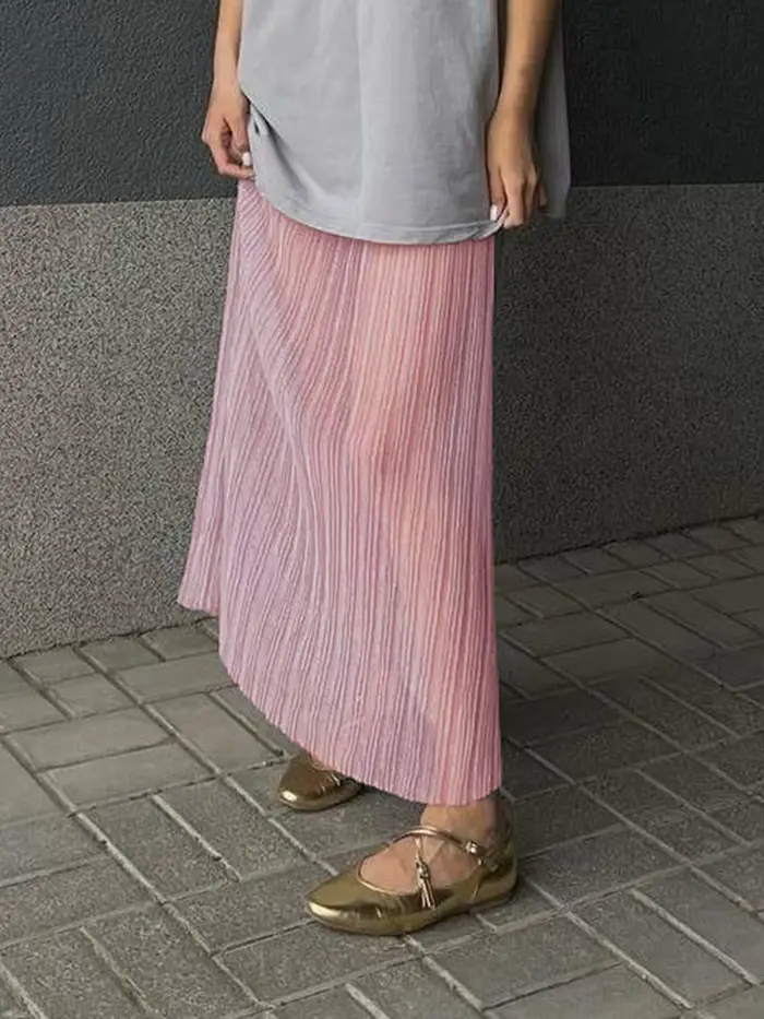 Puloru-Jupe longue en maille transparente pour femme