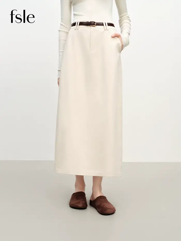FSLE – jupe droite Extra longue en coton pour femmes