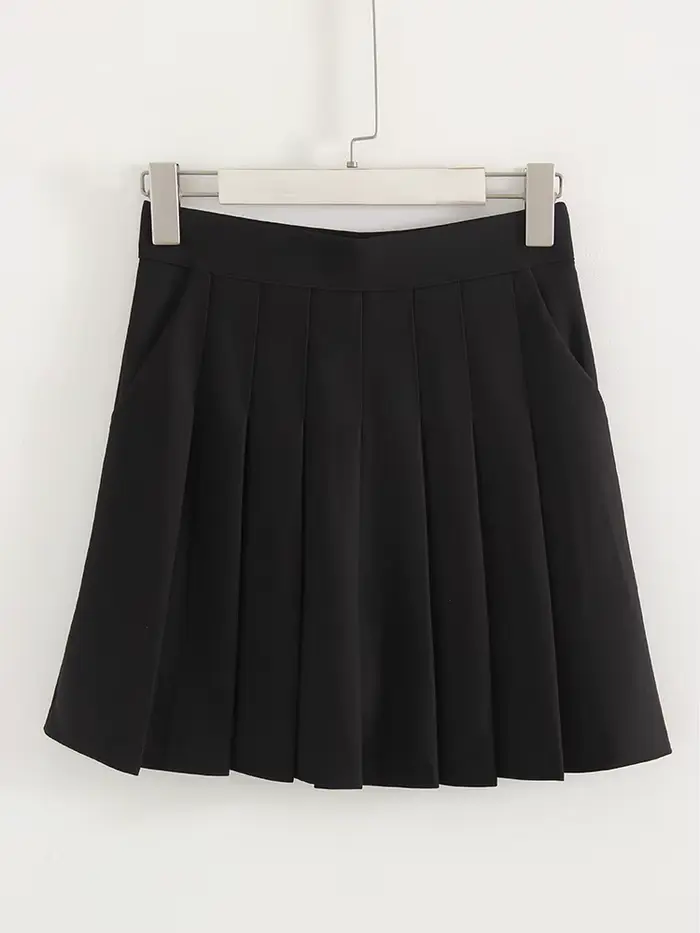 Mini-jupes plissées pour femmes avec short intégré, taille haute, courtes, blanches et noires, pour 